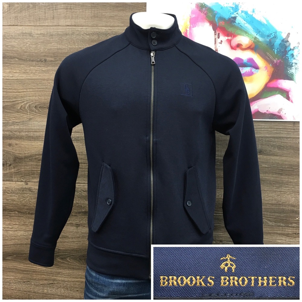 Brooks Brothers Mens Navy Blue Full Zip Track Jacket Size M Cotton